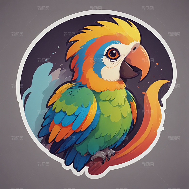 标题：色彩斑斓的鹦鹉插画图片