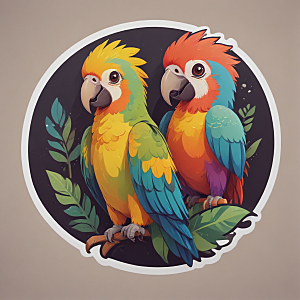 标题：色彩斑斓的鹦鹉插画图片