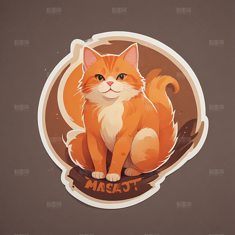 两只橙色猫咪温馨插画生活瞬间图片