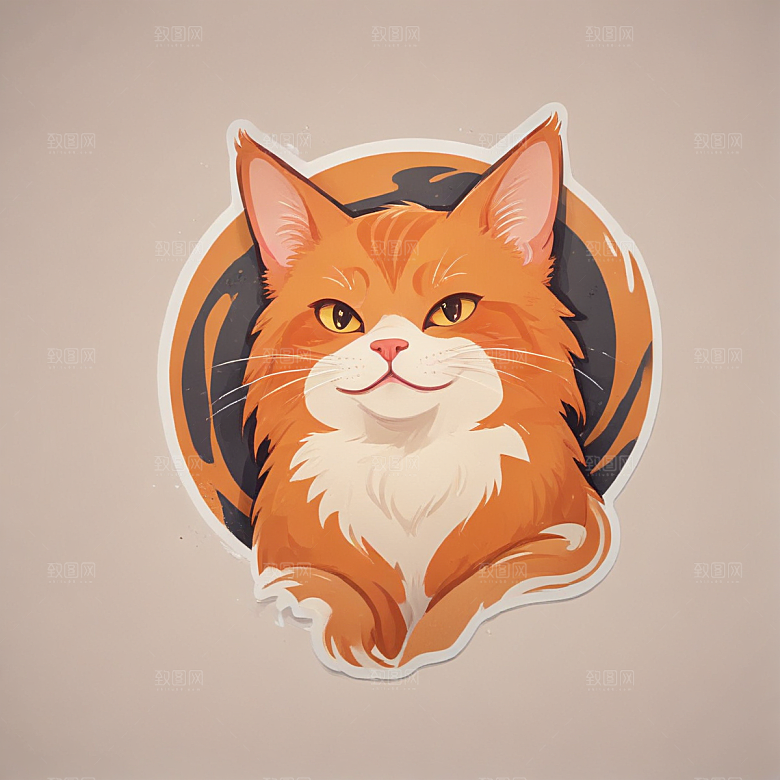 两只橙色猫咪温馨插画生活瞬间图片