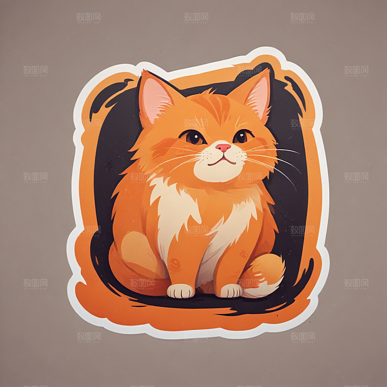 两只橙色猫咪温馨插画生活瞬间图片