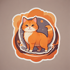两只橙色猫咪温馨插画生活瞬间图片