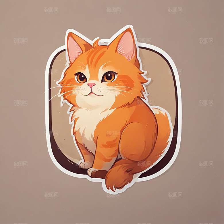 两只橙色猫咪温馨插画生活瞬间图片