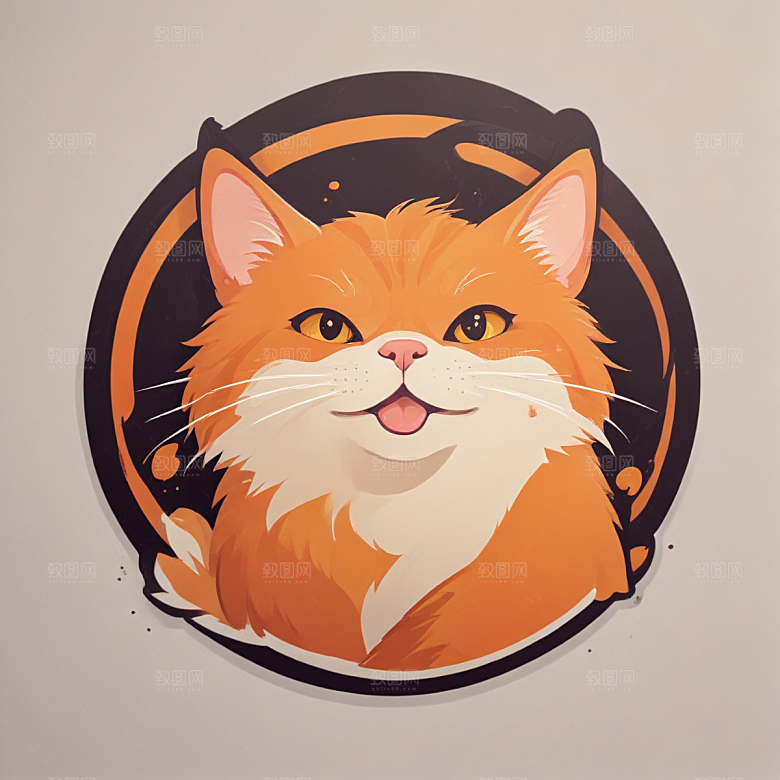两只橙色猫咪温馨插画生活瞬间图片