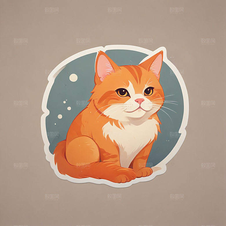 两只橙色猫咪温馨插画生活瞬间图片