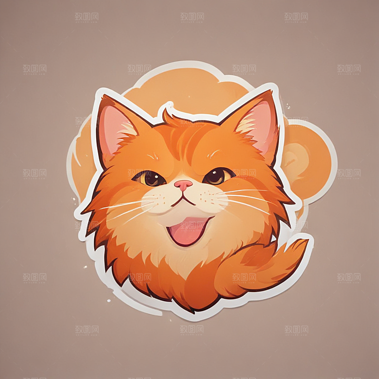 两只橙色猫咪温馨插画生活瞬间图片