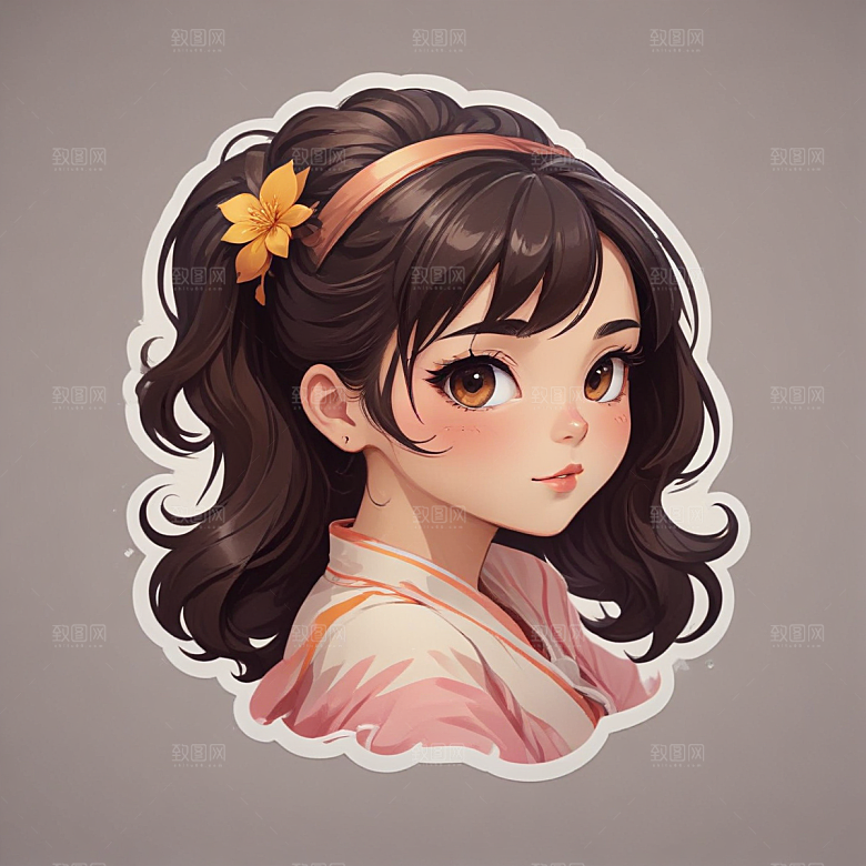 古风 美女 插画 传统服饰 可爱 少女