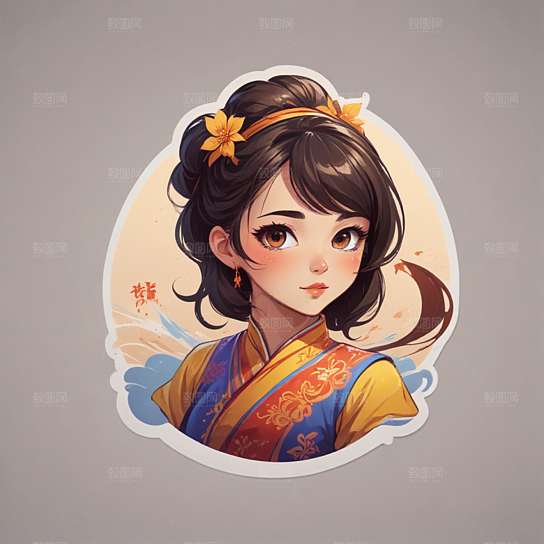 古风 美女 插画 传统服饰 可爱 少女