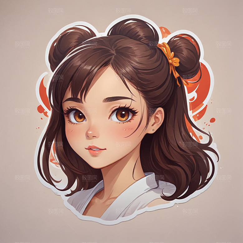 古风 美女 插画 传统服饰 可爱 少女