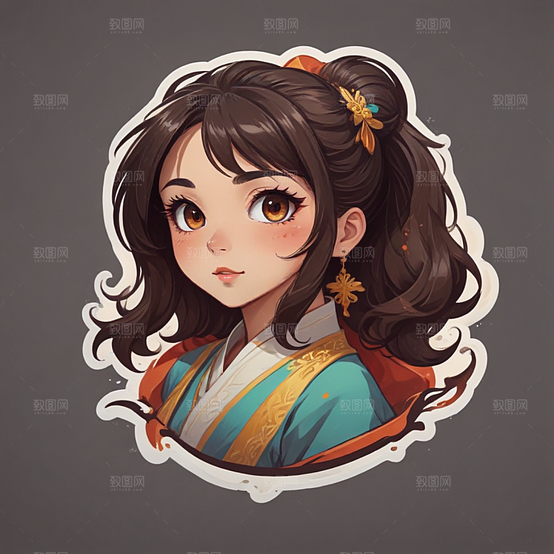 古风 美女 插画 传统服饰 可爱 少女