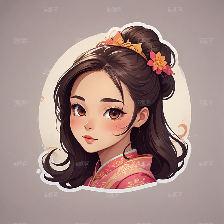 古风 美女 插画 传统服饰 可爱 少女