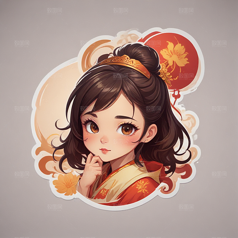 古风 美女 插画 传统服饰 可爱 少女