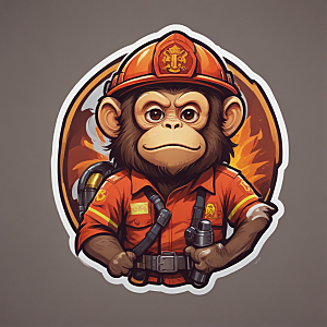 火红救援消防员猴子英勇形象图片
