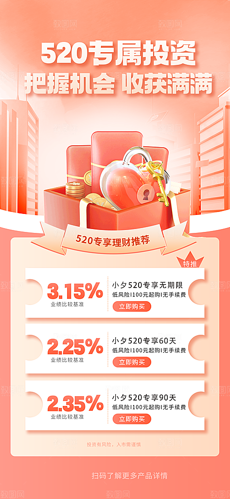 520情人节节日活动理财海报