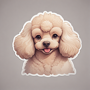 可爱插画风的微笑贵宾犬贴纸图片