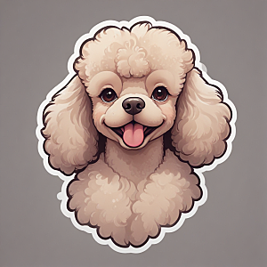 可爱插画风的微笑贵宾犬贴纸图片