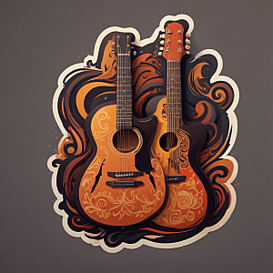 色彩斑斓的吉它装饰画图片