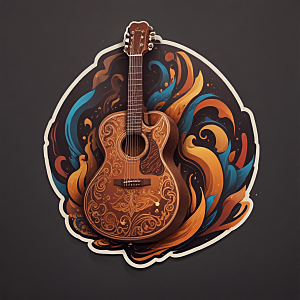 色彩斑斓的吉它装饰画图片