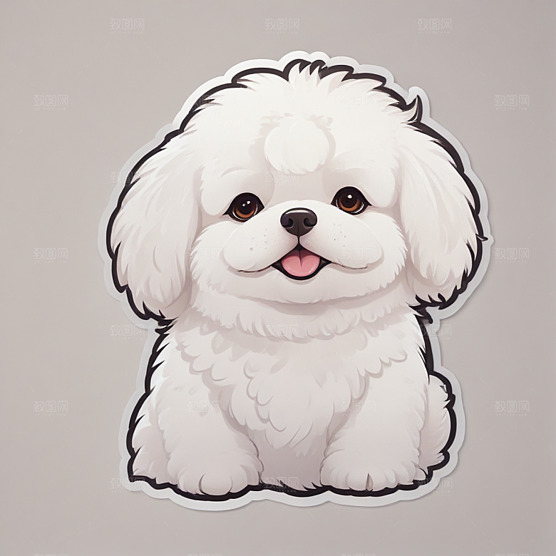 萌系风格手绘比熊犬头像图片