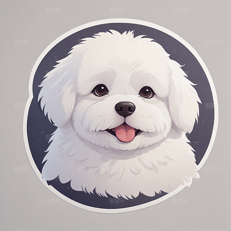 萌系风格手绘比熊犬头像图片