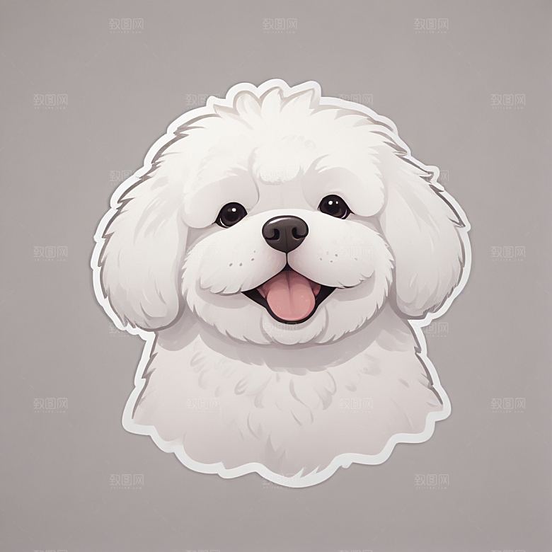 萌系风格手绘比熊犬头像图片
