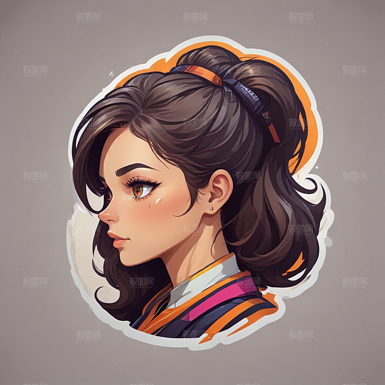 现代科技风耳机下的活力少女图片