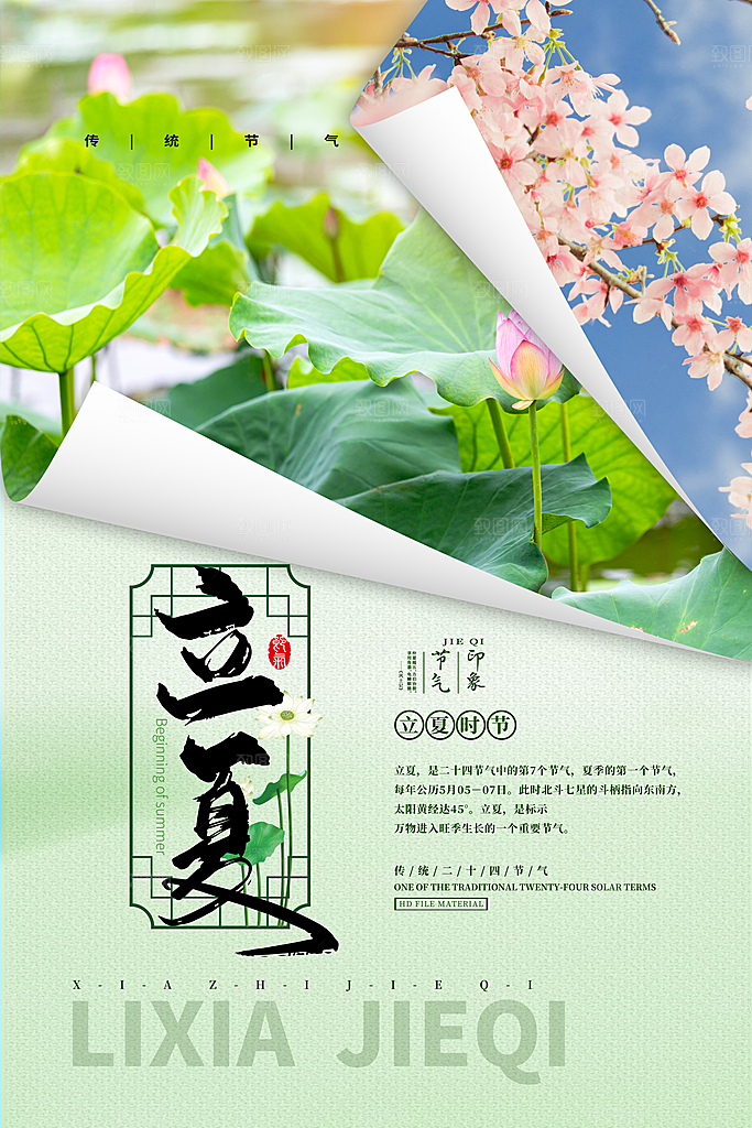 立夏节气简约大气海报