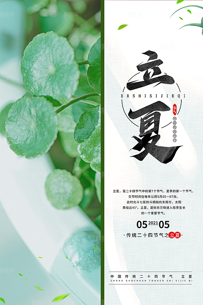 立夏节气简约大气海报