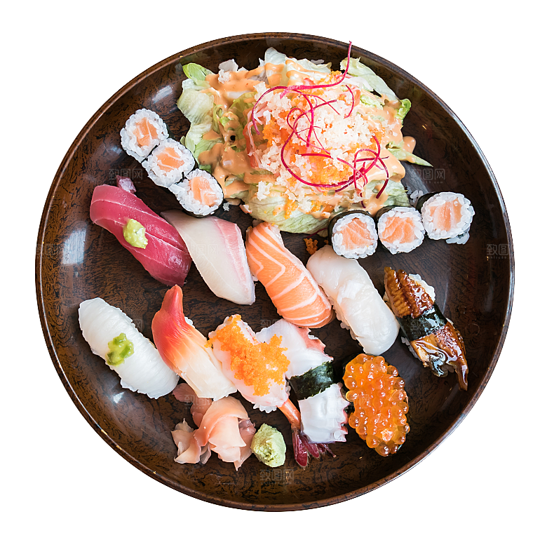寿司高清4K美食料理寿司摆盘菜牌海报免抠