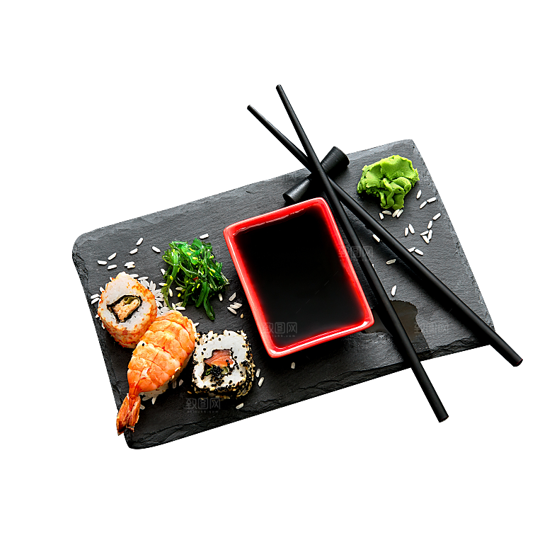 寿司高清4K美食料理寿司摆盘菜牌海报免抠