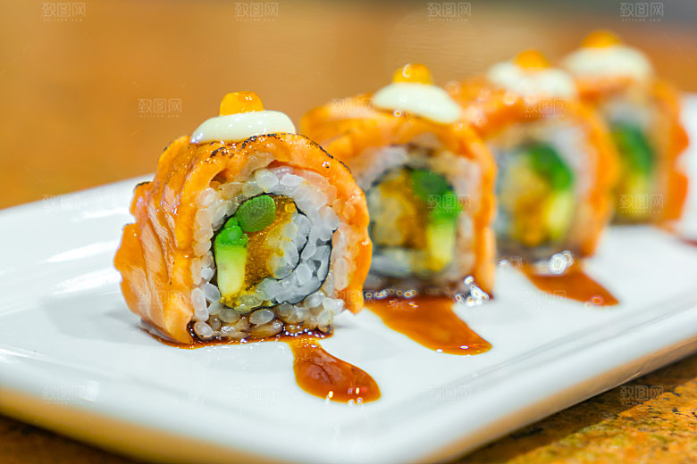 寿司高清4K美食料理寿司摆盘菜牌海报素材