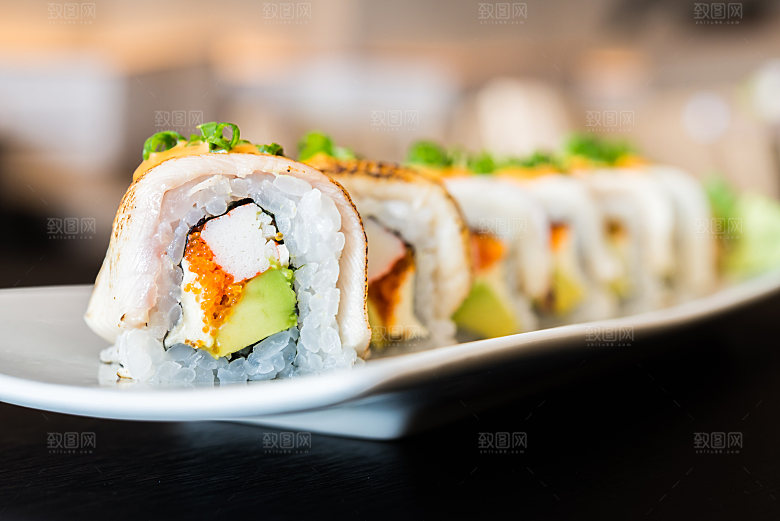 寿司高清4K美食料理寿司摆盘菜牌海报素材