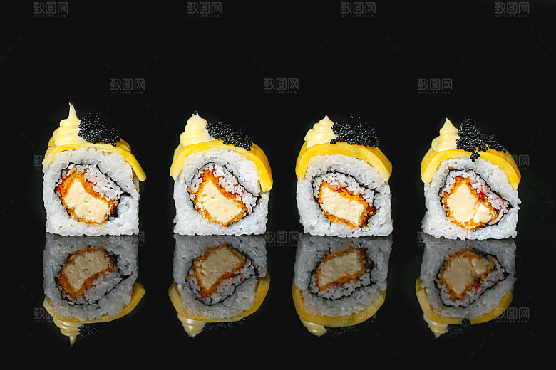 寿司高清4K美食料理寿司摆盘菜牌海报