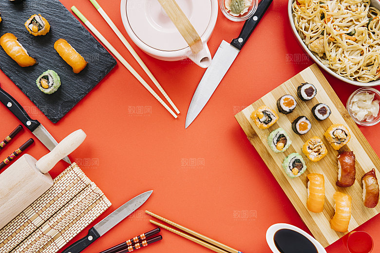 寿司高清4K美食料理寿司摆盘菜牌海报