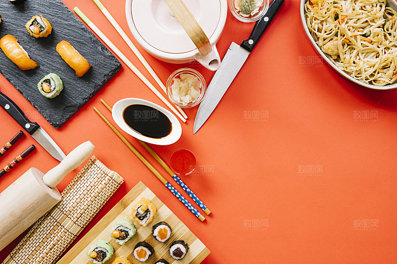 寿司高清4K美食料理寿司摆盘菜牌海报素材