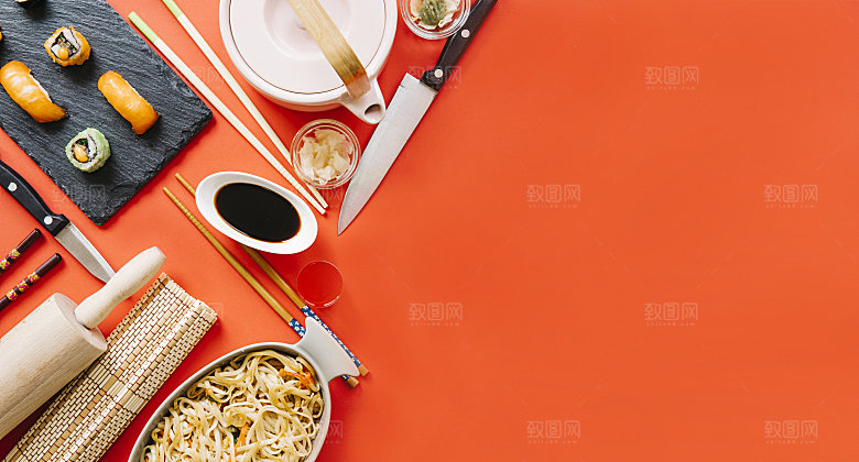 寿司高清4K美食料理寿司摆盘菜牌海报素材