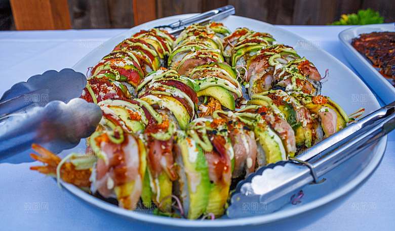 寿司高清4K美食料理寿司摆盘菜牌海报素材