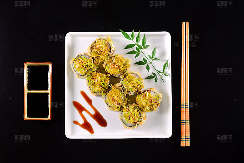 寿司高清4K美食料理寿司摆盘菜牌海报