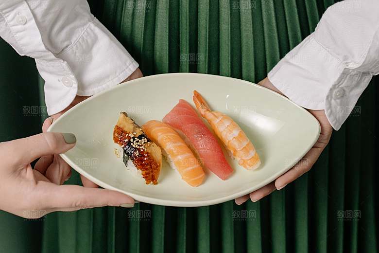 寿司高清4K美食料理寿司摆盘菜牌海报素材