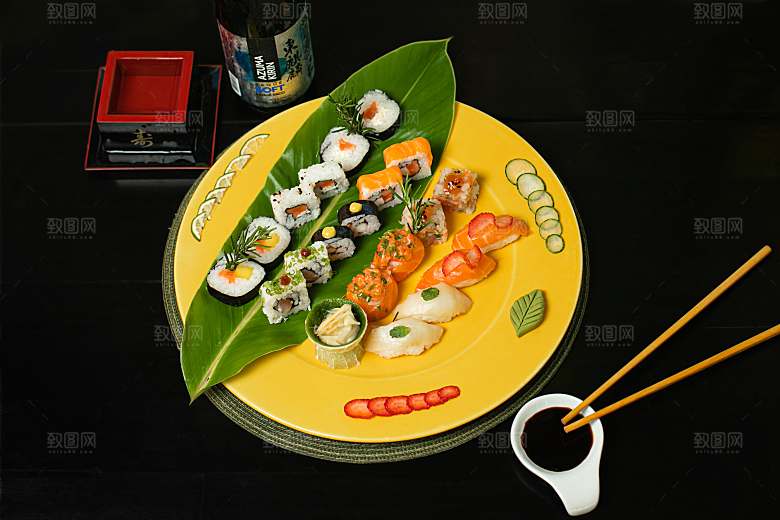 寿司高清4K美食料理寿司摆盘菜牌海报素材