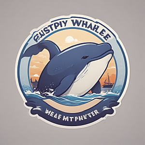 快乐的鲸鱼码头工人在多彩童话世界图片