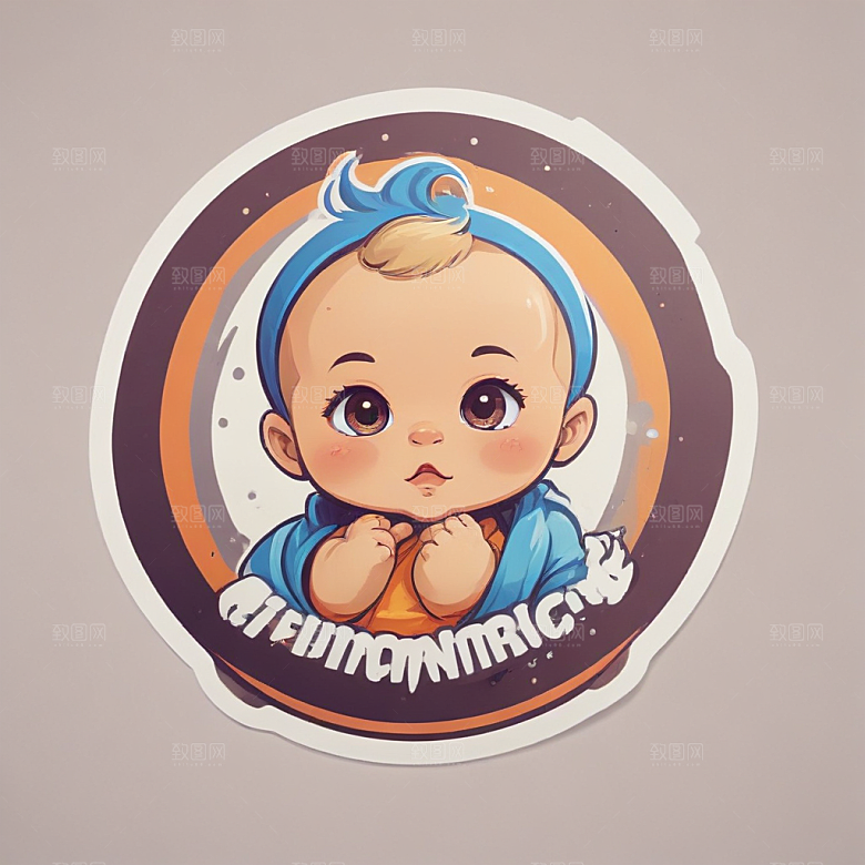 萌系风格插画，可爱婴儿头像图片