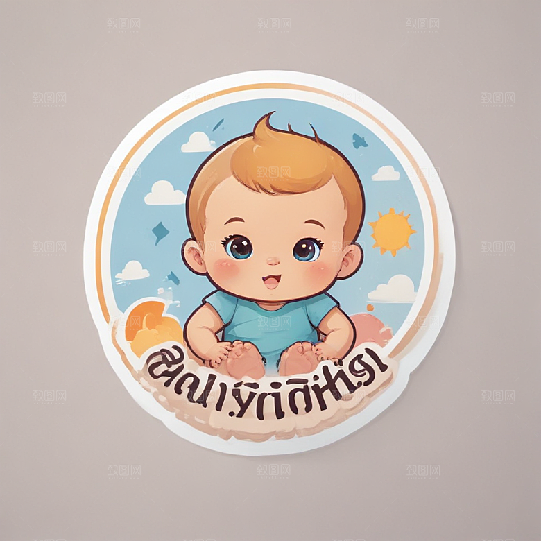 萌系风格插画，可爱婴儿头像图片