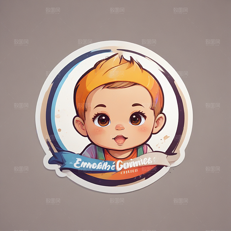萌系风格插画，可爱婴儿头像图片