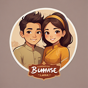 缅甸夫妇温馨生活插画图片