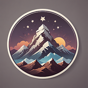 圆形雪山插画月明星稀七星喜马拉雅图片