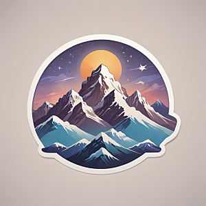 圆形雪山插画月明星稀七星喜马拉雅图片