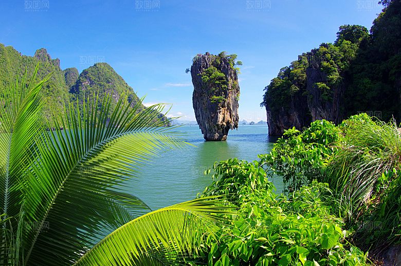 高清海景海滩沙滩海边大海蓝色海洋岛屿