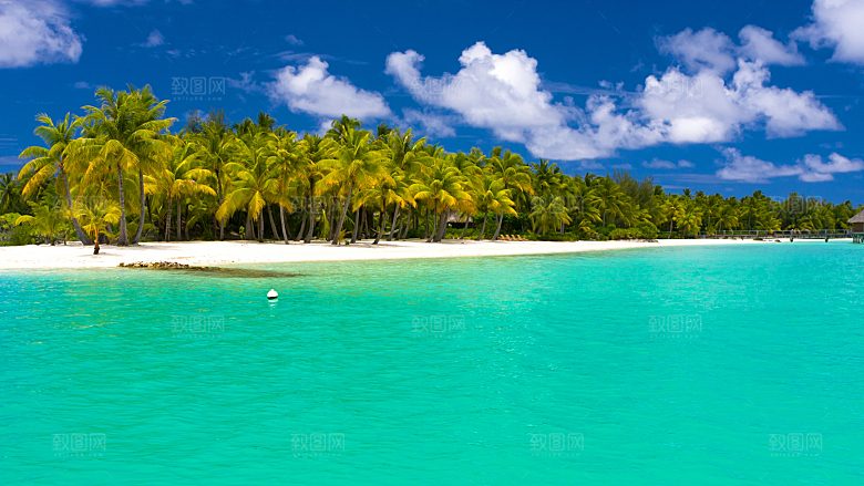 高清海景海滩沙滩海边大海蓝色海洋岛屿