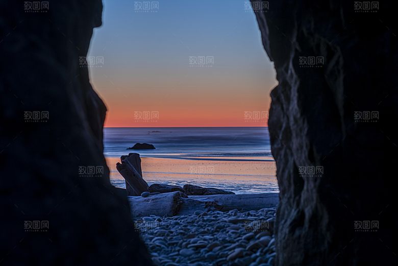 高清海景海滩沙滩海边大海洞穴蓝色海洋素材